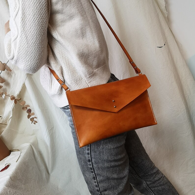 Tan Leather Cross Body Handbag Other Colours Available Etsy