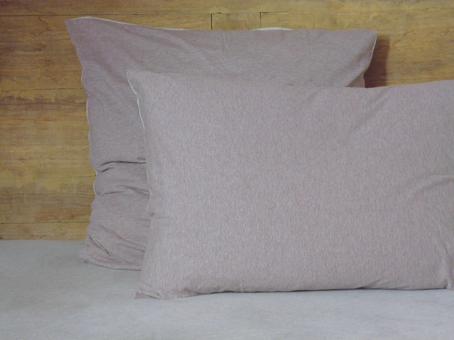 Taie d'oreiller Toute Douce en Jersey de Coton - Taupe et Galet Uni