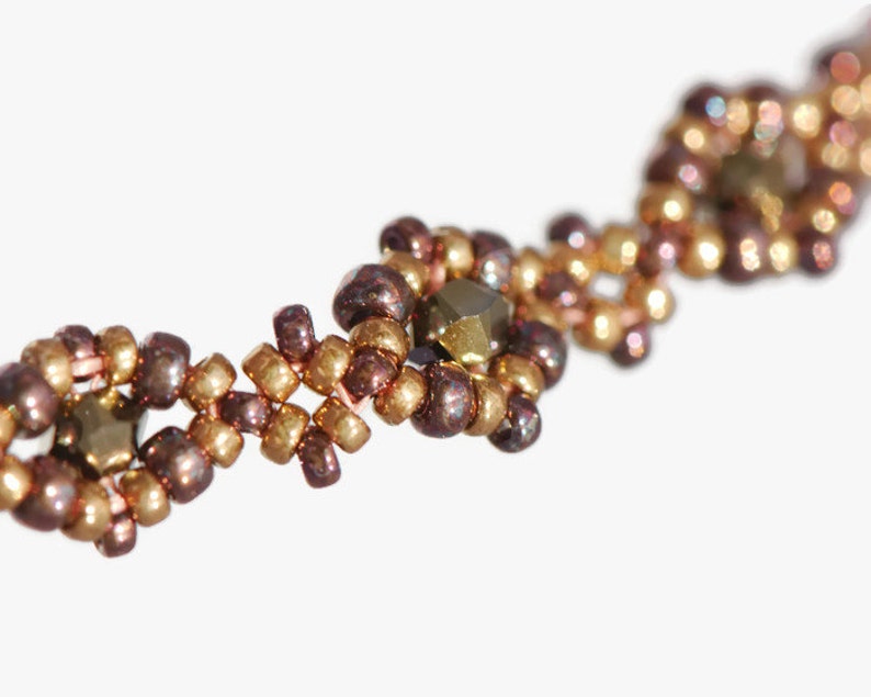 Purple and Bronze Crystal Necklace Beadwork Jewellery Etsy UK