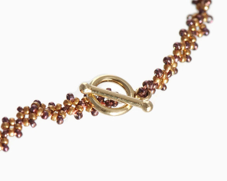 Purple and Bronze Crystal Necklace Beadwork Jewellery Etsy UK