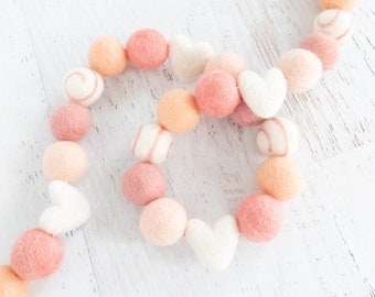 SWEET ON YOU Felt Ball Garland – Heart Garland, Valentine's Day, Felt Heart, Pom Pom Garland