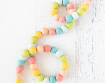 WATERCOLOR Felt Ball Garland – Spring Rainbow, Pom Pom Garland