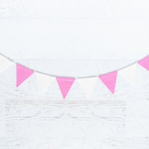 FLIRT Felt Bunting Valentines Day, Valentine Bunting, Holiday Bunting, Felt Flag, Felt Pennant, Felt Banner, Pink, White image 1