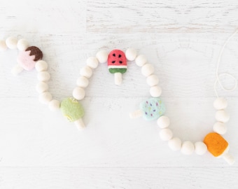 POPSICLE SHOPPE Felt Ball Garland – Popsicle Garland, Felt Popsicles, Summer Garland, Summertime, Popsicle Party
