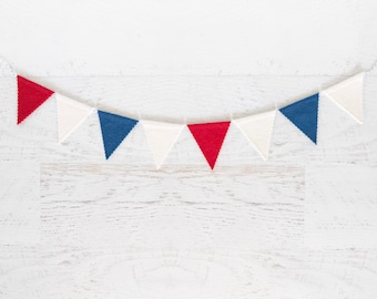 STARS & STRIPES Felt Bunting – Red White and Blue Bunting, Memorial Day, July 4th, Summer Party, Picnic, BBQ, Felt Flag Pennant Banner