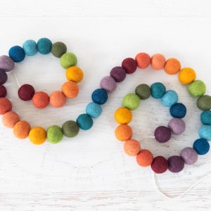RUSTIC RAINBOW Felt Ball Garland - Rainbow Garland, Pom Pom Garland, Earth Tone Rainbow