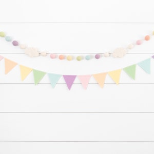 OVER THE RAINBOW Felt Ball Garland Rainbow Garland, Pom Pom Garland, Nursery Garland, Photo Prop, Felt Cloud, Pastel Rainbow image 7