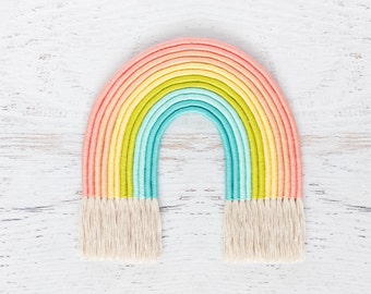 Fiber Art NORDIC WHITE Fiber Rainbow – White Rainbow Yarn Wrapped Rainbow Monochrome Rainbow Wall Hanging