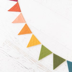 RUSTIC RAINBOW Felt Bunting Rainbow Bunting, Felt Flag, Felt Pennant, Felt Banner, Earth Tone Rainbow image 2