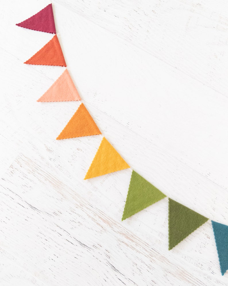 RUSTIC RAINBOW Felt Bunting Rainbow Bunting, Felt Flag, Felt Pennant, Felt Banner, Earth Tone Rainbow image 2