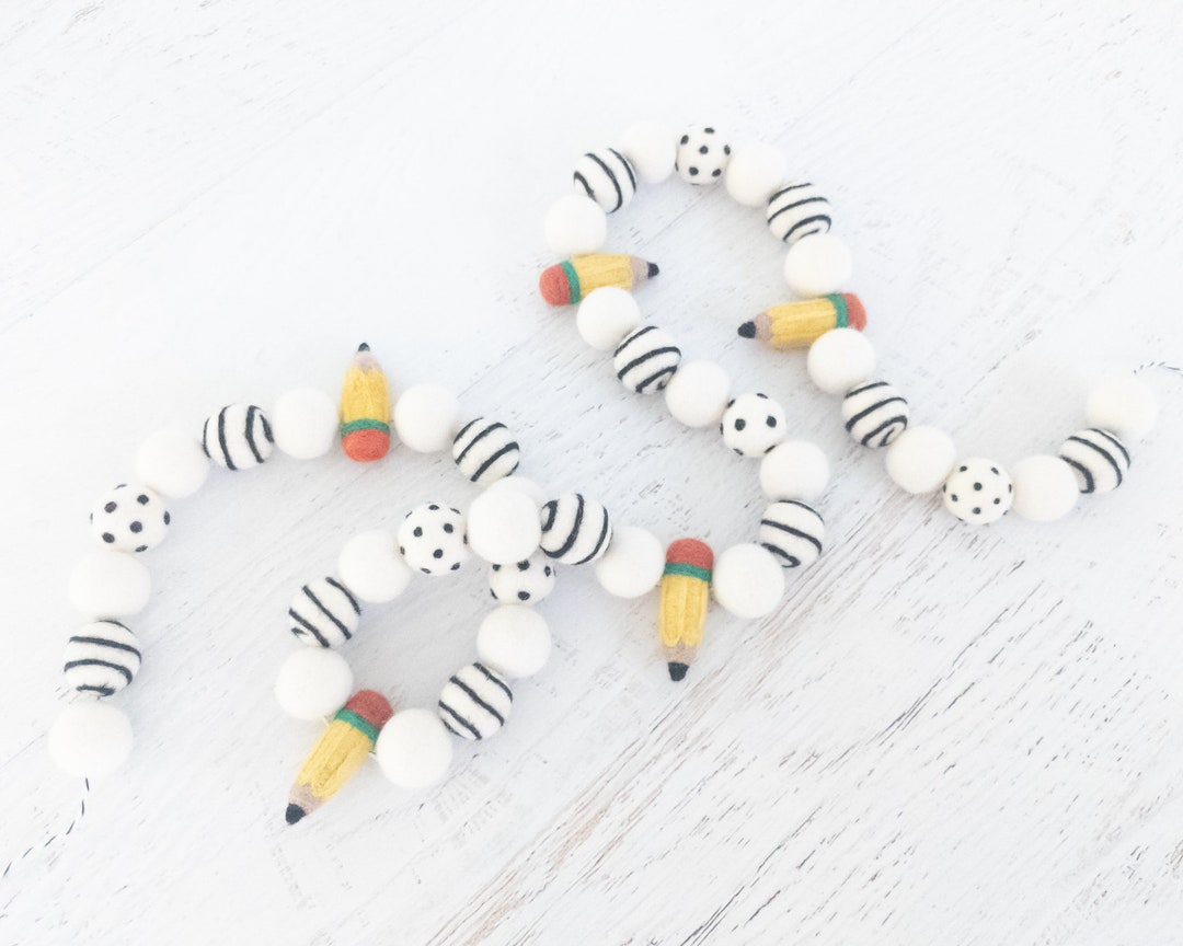 NO. 2 PENCIL Felt Ball Garland – Back to School, Pencil Garland ...