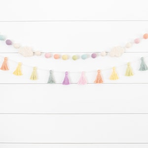 OVER THE RAINBOW Felt Ball Garland Rainbow Garland, Pom Pom Garland, Nursery Garland, Photo Prop, Felt Cloud, Pastel Rainbow image 8