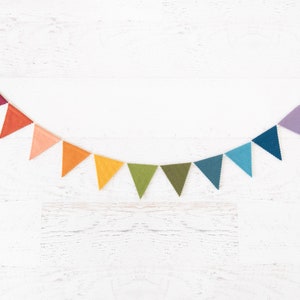 RUSTIC RAINBOW Felt Bunting - Rainbow Bunting, Felt Flag, Felt Pennant, Felt Banner, Earth Tone Rainbow