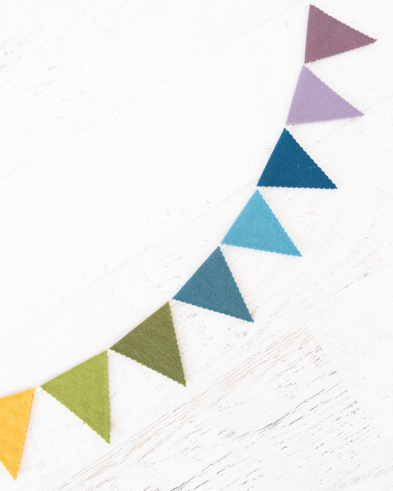 RUSTIC RAINBOW Felt Bunting Rainbow Bunting, Felt Flag, Felt Pennant, Felt Banner, Earth Tone Rainbow image 3