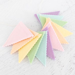 OVER THE RAINBOW Felt Bunting - Pastel Rainbow, Rainbow Bunting, Felt Flag, Felt Pennant, Felt Banner