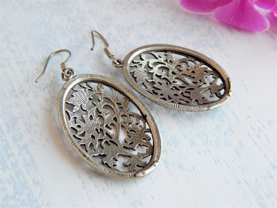 Vintage Jewerly Boho Style Soviet Earrings Silver… - image 3