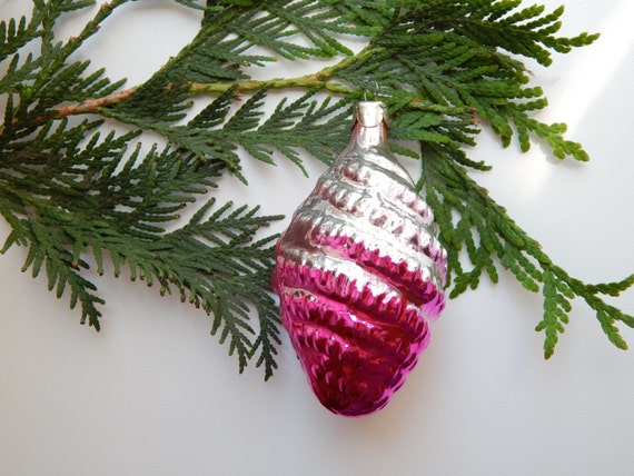 Glass Christmas Ornament Mercury Glass Christmas Cone Blown Etsy