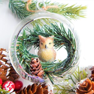 Hand Made Ornament Tree Decoration Christmas Ornament Home Decor Xmas Gift Glass Ornament Owl in the house Shiny  Hand Painted Fairy Tale