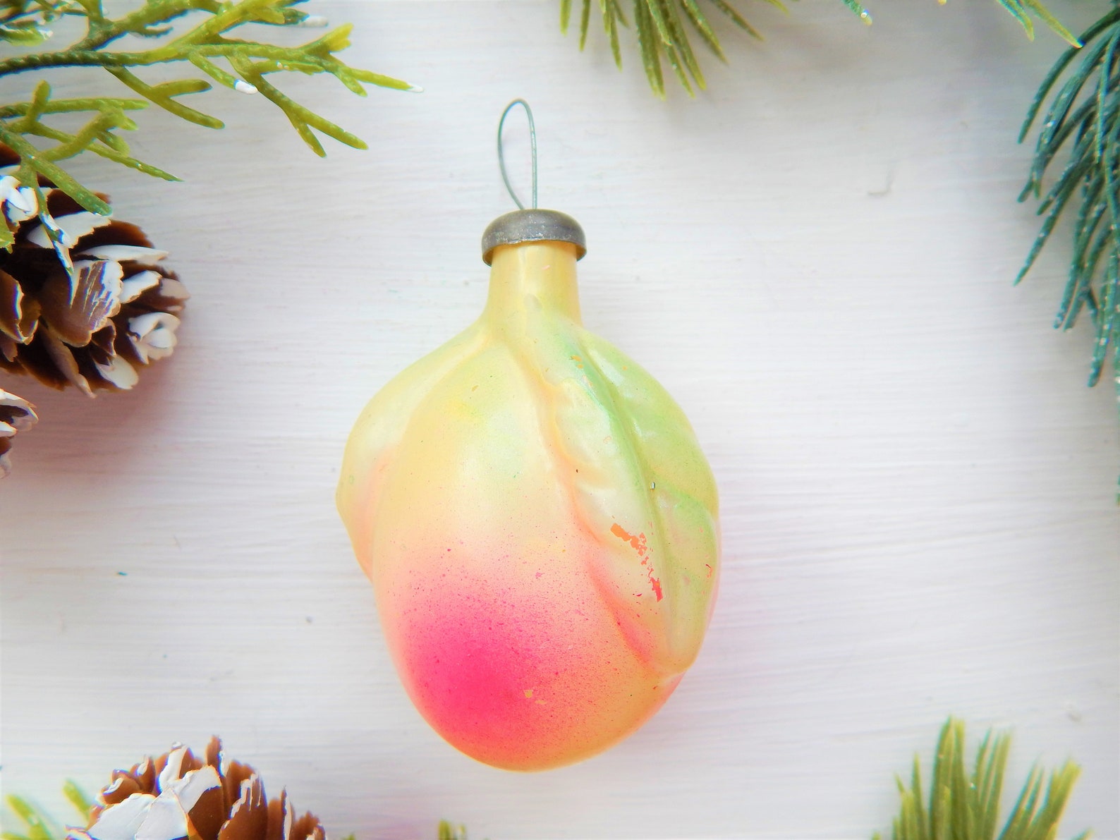 Peach Glass Christmas Ornament Christmas tree decoration Hand Etsy