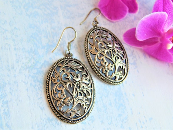 Vintage Jewerly Boho Style Soviet Earrings Silver… - image 4