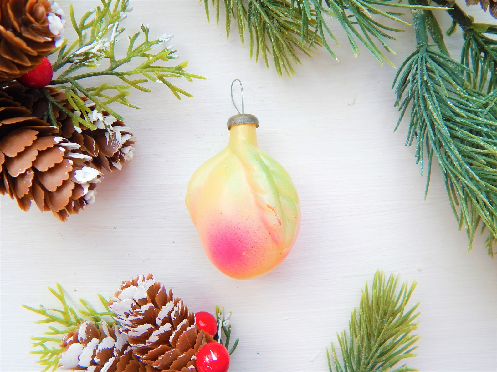 Peach Glass Christmas Ornament Christmas tree decoration Hand Etsy