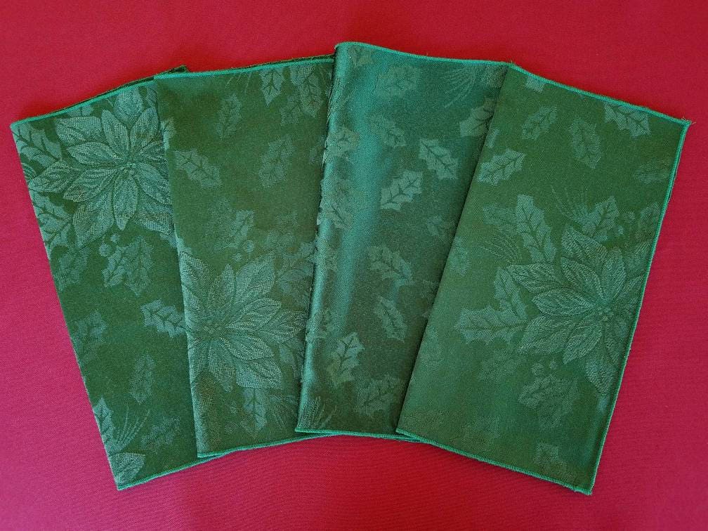 Upcycled Christmas Cloth Napkins Set of 4 Deep Green Etsy