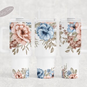 Boho Floral 40oz Quencher Tumbler wrap PNG Digital Download,  Mothers Day Tumbler Sublimation Design download, MomGift Seamless PNG Download