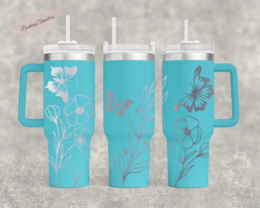 40oz Wild Flowers Engraved Tumbler SVG, Laser Engraved Tumbler Wrap, 40 ...