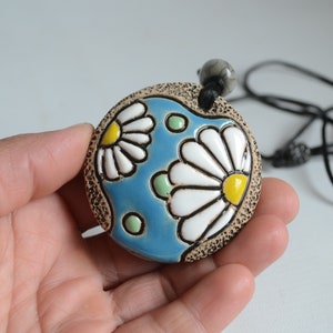 Ocarina: Daisy Necklace, Ceramic 4-Hole Pendant