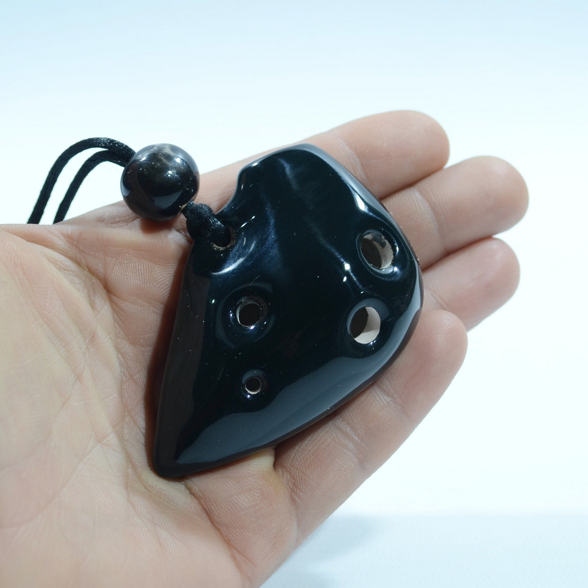 Black Ocarina Pendant 4 hole key C. Ocarina for beginners. Etsy