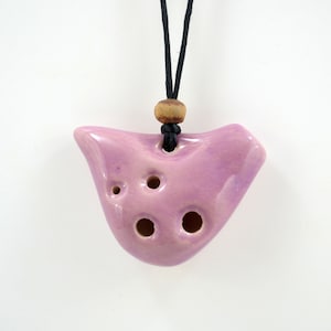 Purple Ocarina Pendant - 4 hole Ocarina pendant - Musical instrument - Ceramic purple necklace.