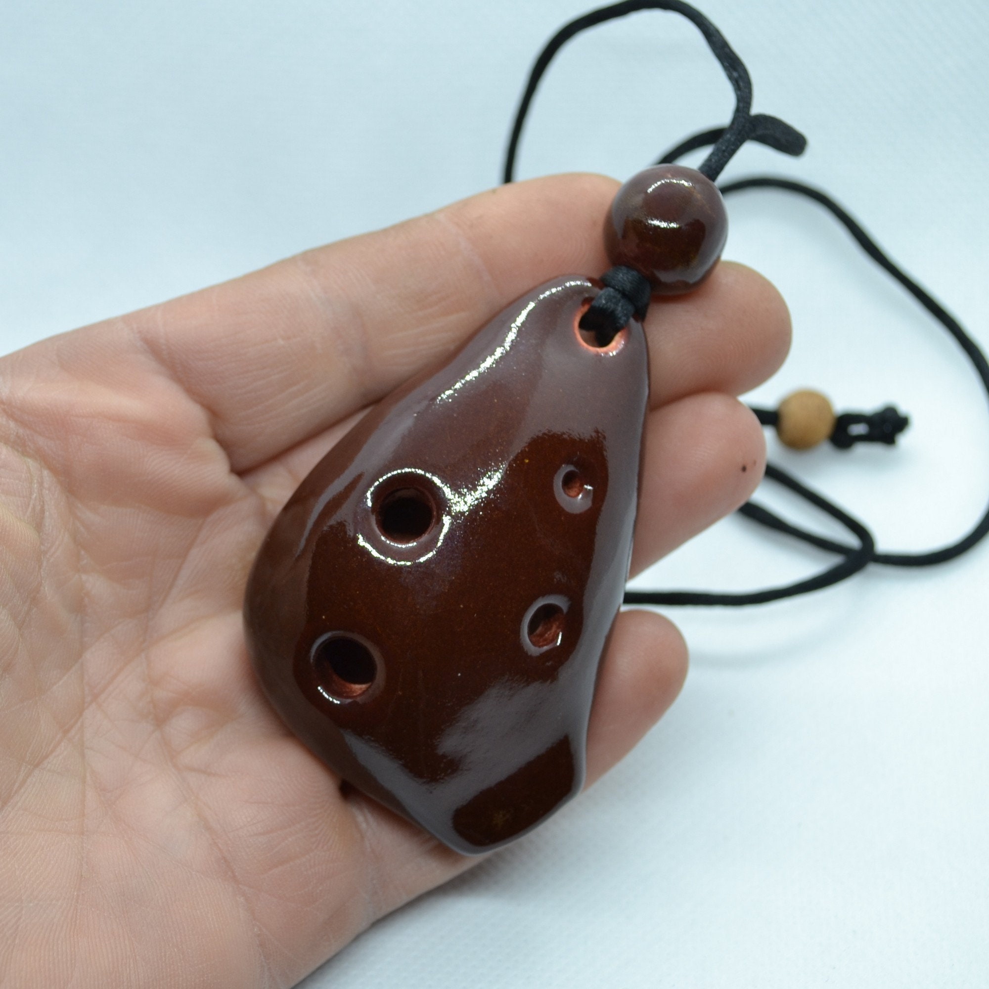 Brown Ocarina Pendant 4 hole key C. Ocarina for beginners. Etsy