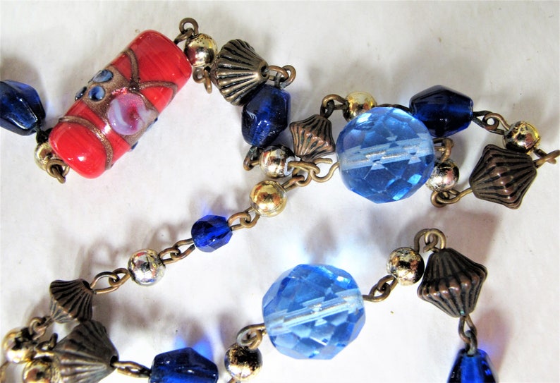 Just Gorgeous Vintage Venetian Glass Bead and Crystal Neckkace