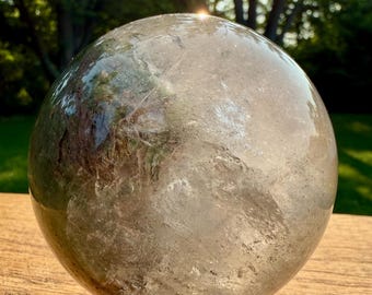 Garden Quartz | Lodolite Sphere - 73mm, Large, Stand included, Brazil