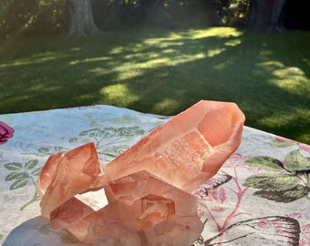 Pink Lemurian Quartz Cluster - Stands level, Brazil