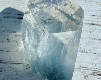 Blue Tara Quartz | Blue Amphibole Freeform - Internal Wisps, Blue Tourmaline, Brazil