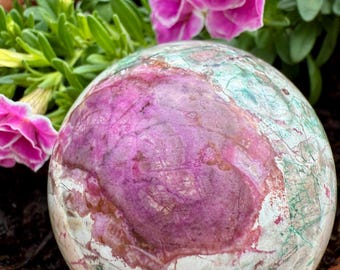 Cobalto Calcite Sphere - 51mm, Malachite, DRC/Congo