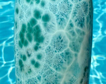 Larimar - AAA, Freeform, Green, Turtleback Pattern, Stands Level, Dominican Republic