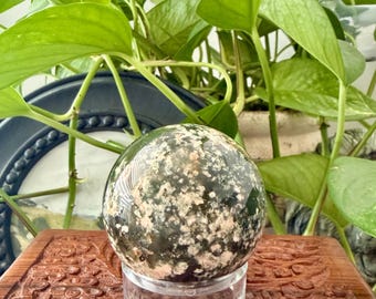 Green Rutile & Sunstone Sphere - 57mm, Rare, Brazil