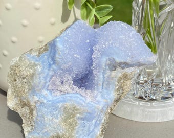 Blue Lace Agate - Druzy Pockets, Sparkles, Malawi
