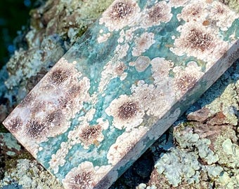 Flower Green Jasper - Slab, aka Rhyolite|Sakura, Stand Included