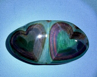 Rainbow Obsidian Double Heart - Carving, Artisan, Hand crafted, Mexico