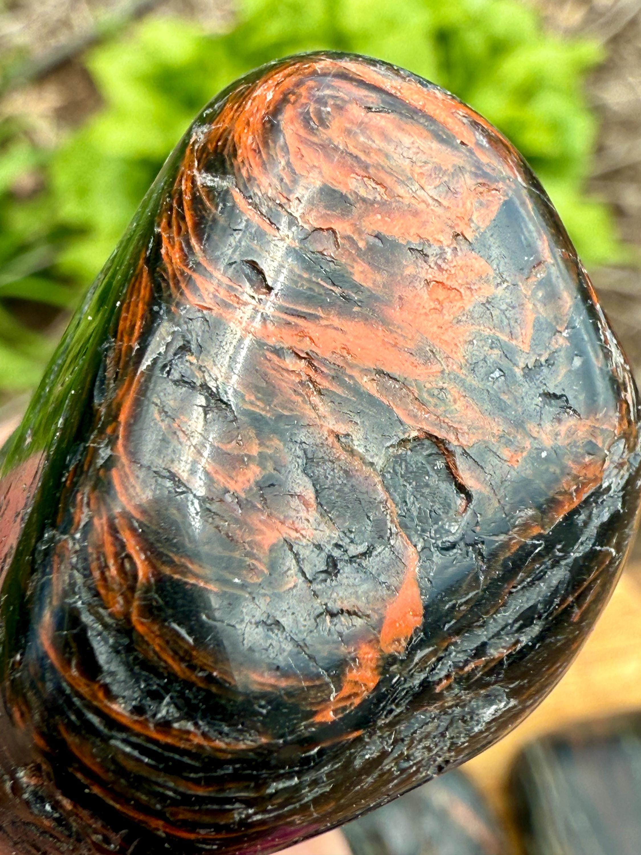 Black Tourmaline With Red Jasper - Select Size, Large to XL, Palm 