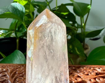 Rose Quartz Tower - Gemmy, Rainbows, Perfect Tip, Golden Healer, Brazil