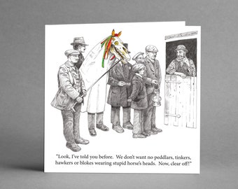 Mari Lwyd Card | Welsh Folklore | Welsh Custom | Wassail | Grey Mare | Welsh Hobbyhorse | Horses Skull | Greeting Card