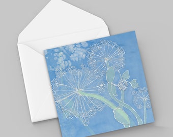 Cow Parsley Greetings Card from original silk-painted illustration.