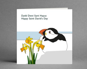 St. David's Day Cards Pack of 6 | Dydd Gwyl Dewi Sant Hapus | Puffin Card | Cardiau Cymraeg | Pâl Cardiau | Dewi Sant | Welsh Card