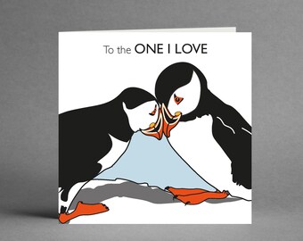 One I Love card | Puffin Card | Valentine's Day Card | Card for boyfriend | card for girlfriend | card for husband/wife | Anniversary cards