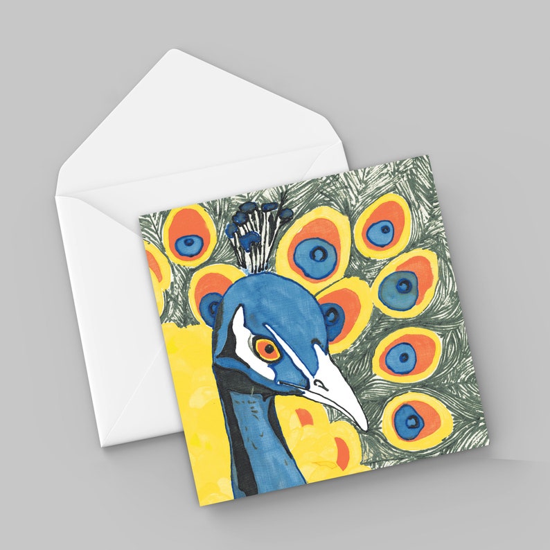 Peacock Birthday Card Etsy