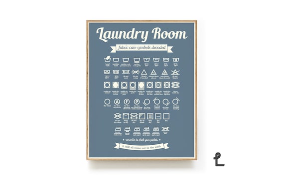 Laundry Care Symbols . Laundry Room Decor . Laundry Room Art . Laundry Room Sign . KP0090